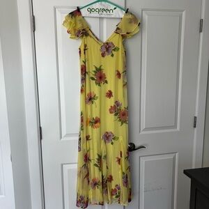 Vero Moda Yellow Floral Ruffle Maxi Dress